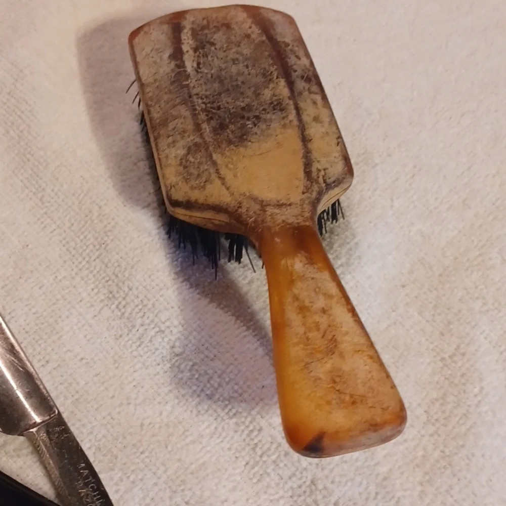 Vintage Barber Set with Black Handle Stright Razor And Brushes